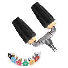 Dual Turbo Nozzle for Pressure Washer,360 Rotating Washer Nozzle, Twin with 7 Tips