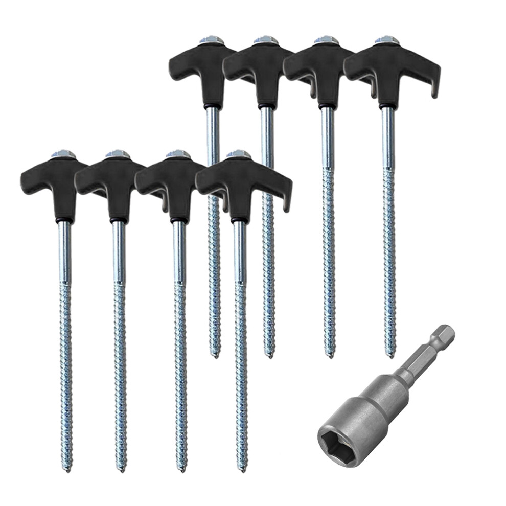 Photos - Climbing Gear 8Pcs Screw in Tent Stakes with Hex Socket Heavy Duty Spiral Pegs for Outdoor Camping Black