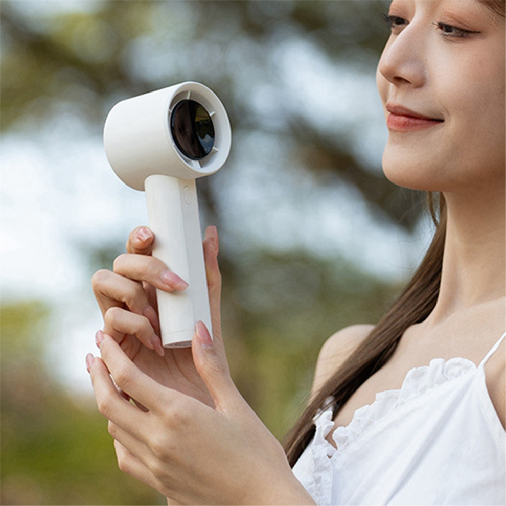 High Speed Handheld Fan Portable Small Electric USB Charging Wind Power Digital Display Desktop Fan(White)-image-OPC-PGQG7NY-NEW