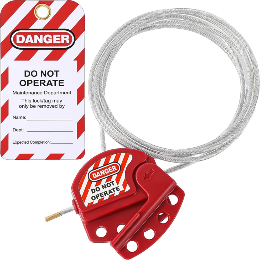 Lockout-Tag-Kabelschloss, Verstellbar, Vinylbeschichteter Stahl, FüR Die Wartung Und Reparatur Von GeräTen-image