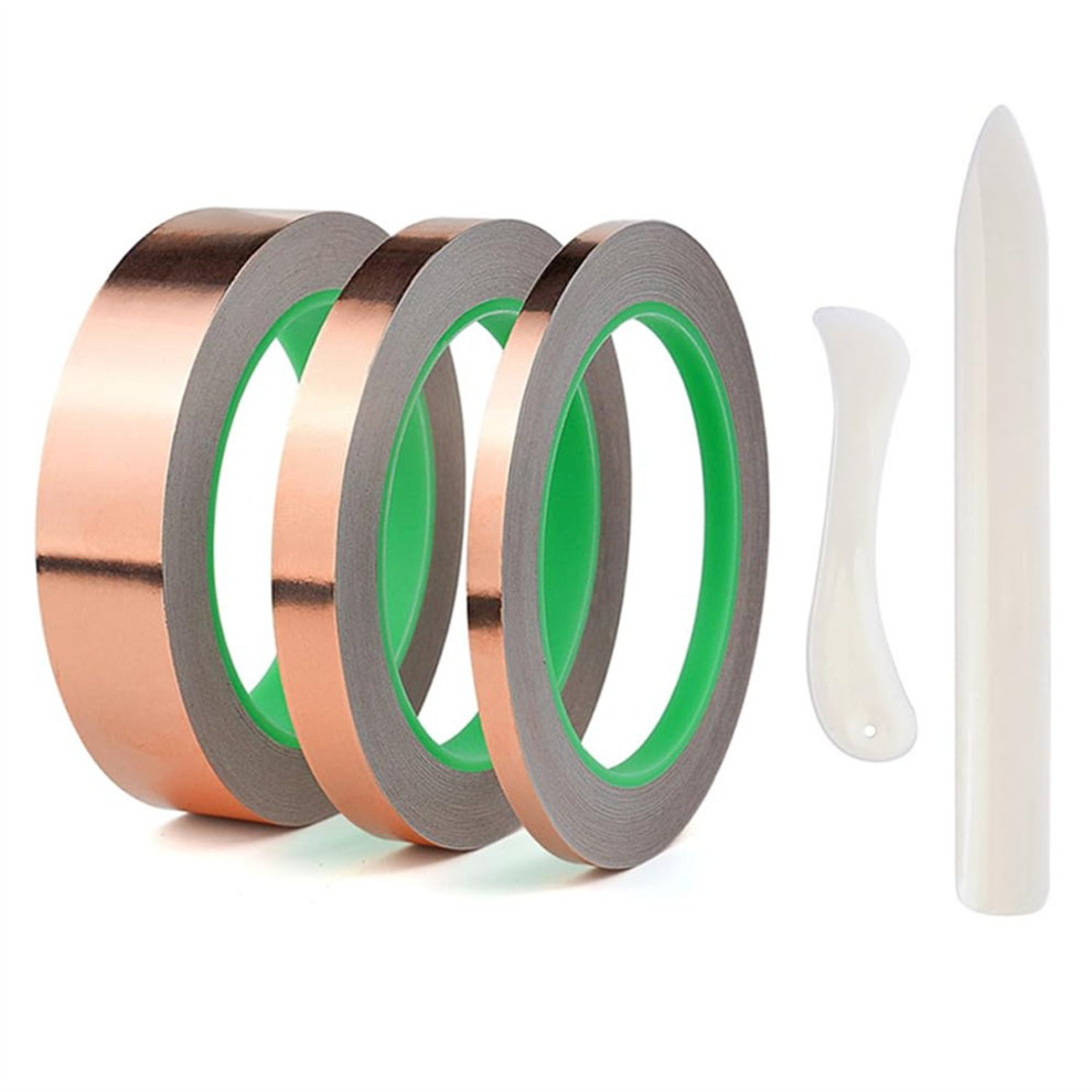 3 Pack Copper Foil Tape, Size Double-Sided Conductive Tape For Stained Glass, Diy Handicrafts, Crafting, Guitar 4852257131930
