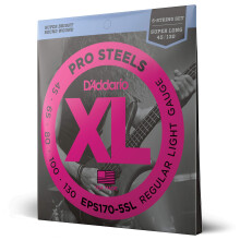 D'Addario basguitarstrenge XL Pro Steels EPS170-5SL Super Long Scale Regular Light Gauge 45-130 5-strengs s?t Pakke med 1