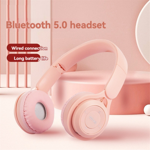 Headband Bluetooth Headset Y08 Wireless Portable Foldable Children Pinkish 2