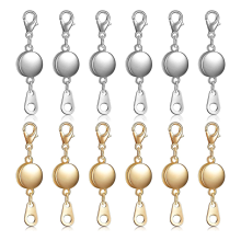 12 Pieces Locking Magnetic Jewelry Clasp Round Necklace Closures Bracelet Extender for Making