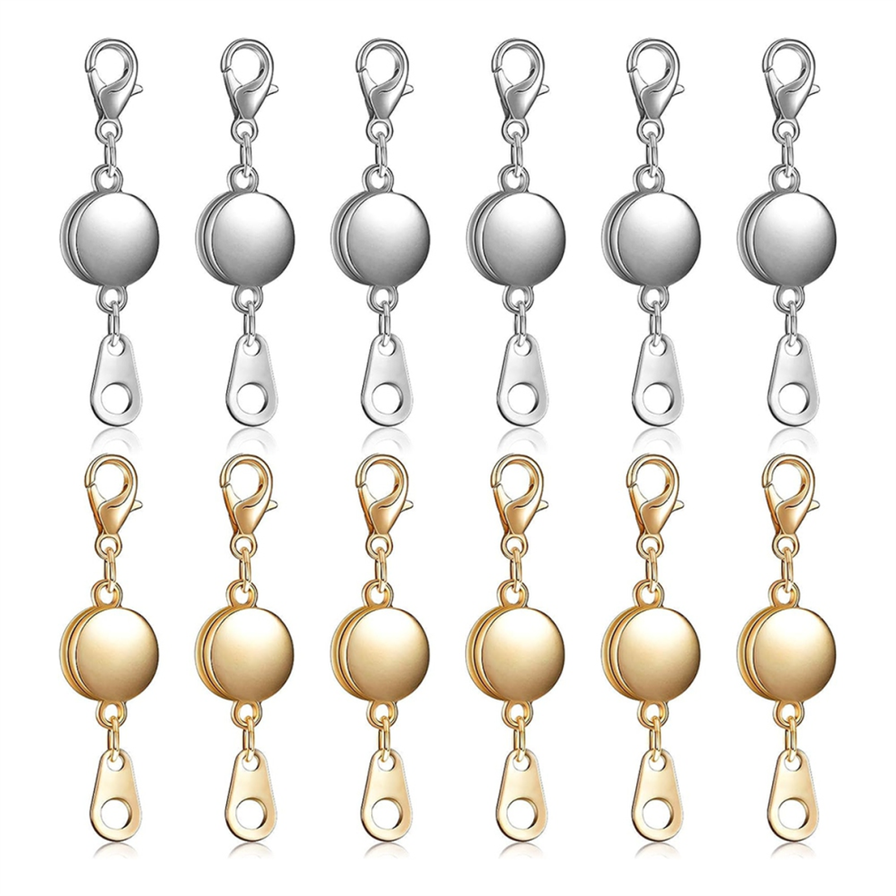 Typecat 12 Pieces Locking Magnetic Jewelry Clasp Round Necklace Closures Bracelet Extender For Making