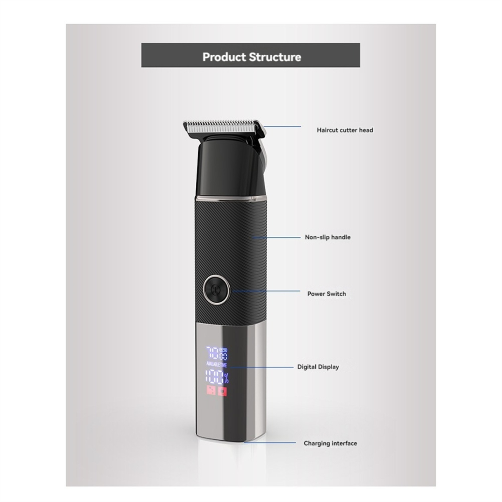 Photos - Hair Clipper Electric Trimmer for Men'S Groin Hair Versatile Body Groomer Digital Display Waterproof
