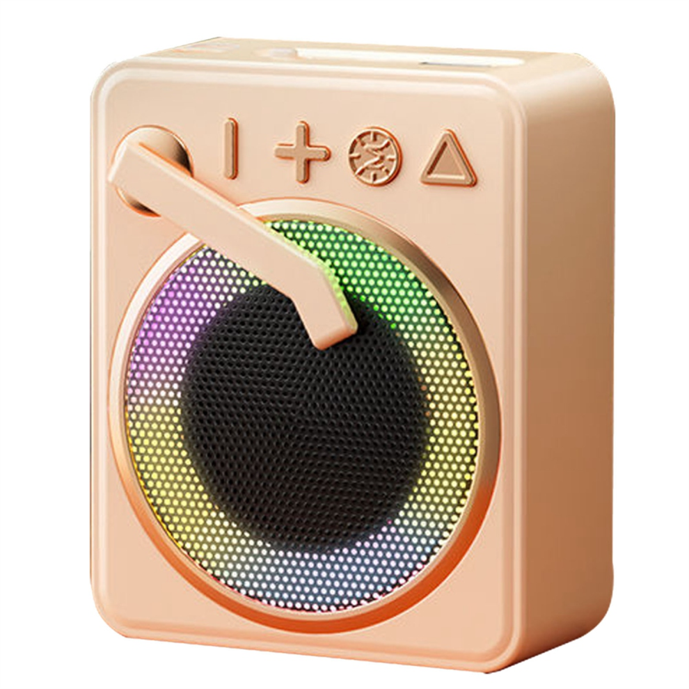 Tragbarer Retro-Bluetooth-5.0-Lautsprecher + Kabellose Plattenspieler-Lautsprecher Mit Rgb-Licht, UnterstüTzt Tf-Karte, U-Disk, MP3, Pink-image