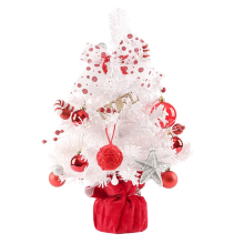 Mini Christmas Tree with Music Box, White, Red,Decorations, Supplies,Christmas Ornament Decor