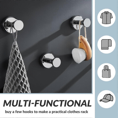 Chrome SUS304 Wall-Mounted Coat Hook 4-Prong Design 2