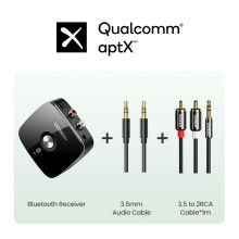 (aptX med 3,5 mm RCA) Bluetooth RCA-mottagare 5,1 aptX HD 3,5 mm uttag Aux trådlös adapter Musik för