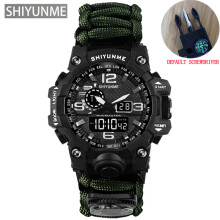 (grön)Outdoor Survival Watch Multifunktionell Vattentät Military Tactical Paracord Watch Armband Camping