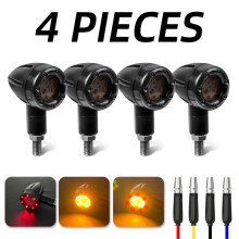 (4 szt.) Motocyklowe kierunkowskazy LED, światła stopu, mini lampa ostrzegawcza Bullet, migacz, 12 V