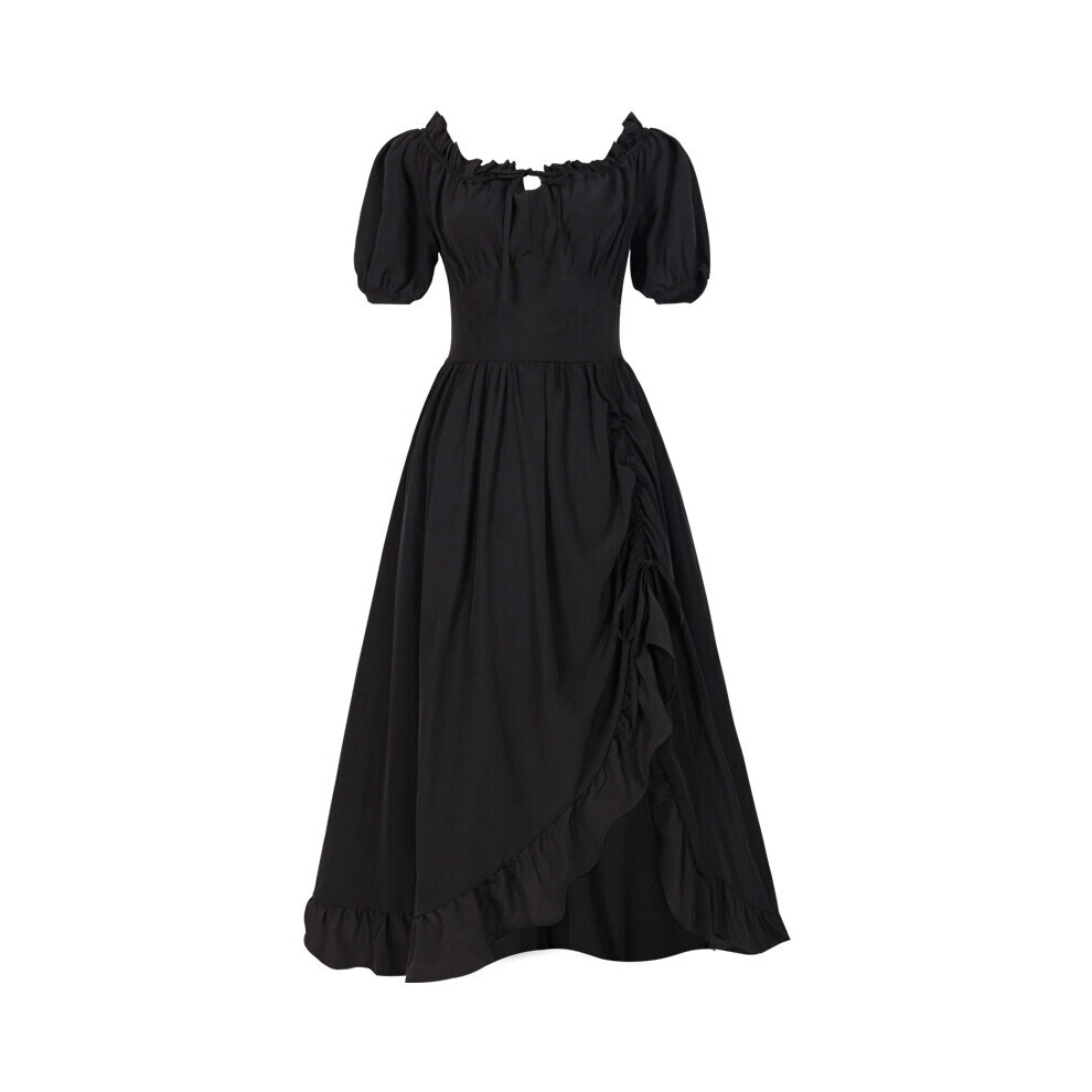 (Noir, S) Renaissance Lady Robe médiévale Robe Cosplay Décoration Ensemble Costume de Performance