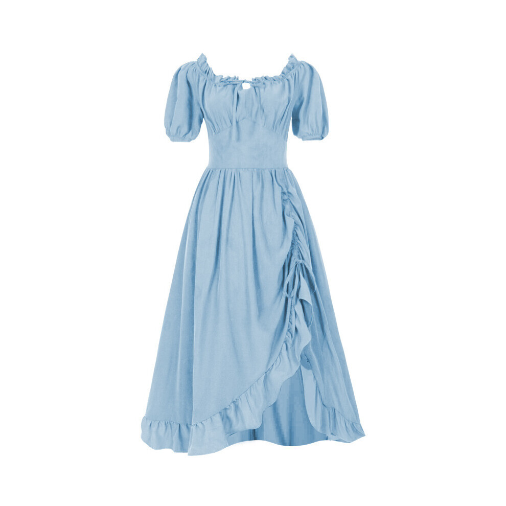 (Bleu clair, XL) Renaissance Lady Robe Médiévale Robe Cosplay Décoration Ensemble Costume de Performance