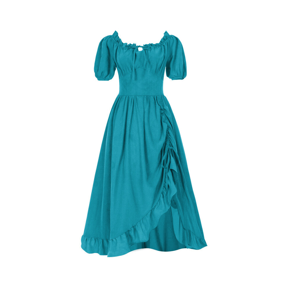 (Bleu, XL) Renaissance Lady Robe Médiévale Robe Cosplay Décoration Ensemble Costume de Performance