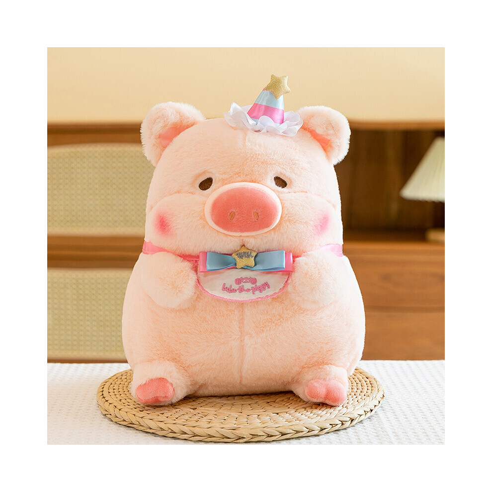 (50 cm/19,69 pouces) cochon étoile chapeau bavoir en peluche peluche poupée décoration de la maison