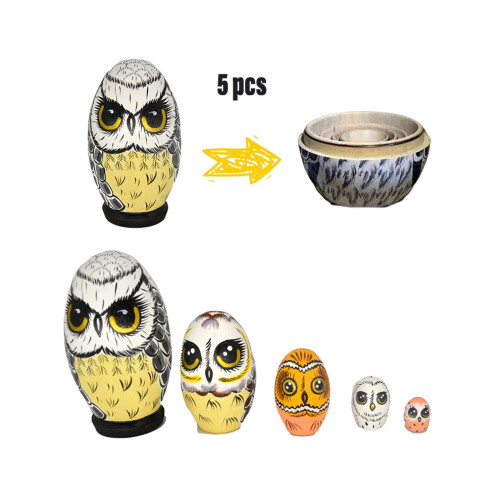 Τμ. Matryoshka 5 Κουκουβάγια κούκλα Ζώο Θέμα Ξύλινο Στοίβα 1
