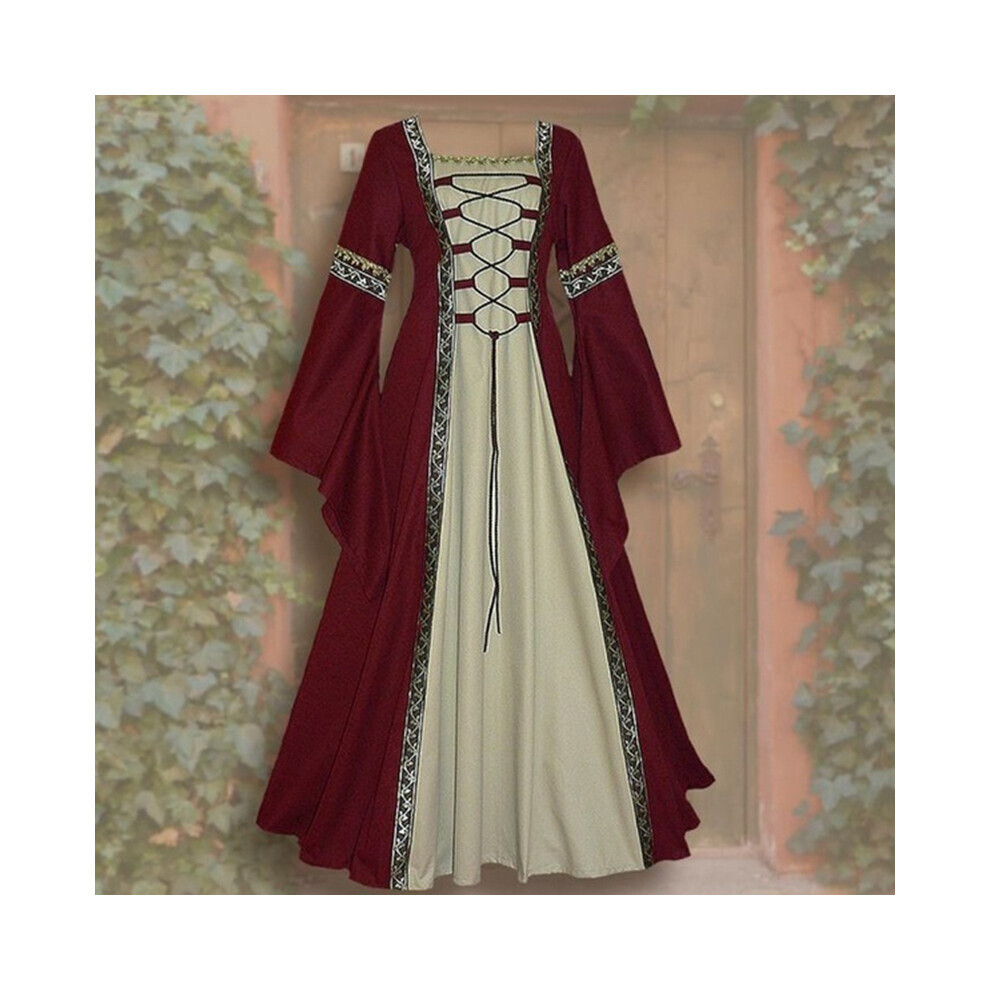 (WineRed, 2XL) Costume femme médiévale jeune fille fantaisie Cosplay sur robe robe Costume victorien