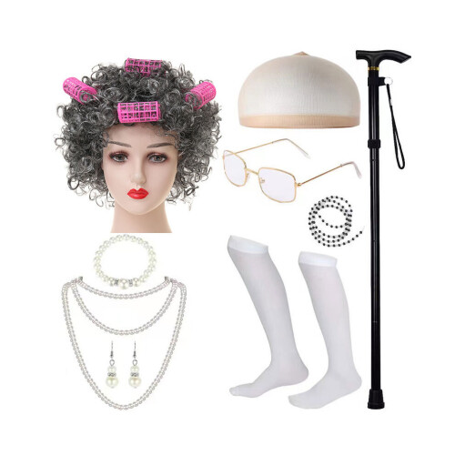 (Σκούρο γκρι μπούκλες σετ μπούκλες) Κοντό, όμορφα κατασκευασ