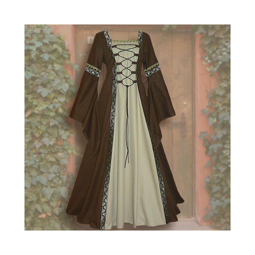 (Kaki, 2XL) Costume femme médiévale jeune fille fantaisie Cosplay sur robe robe Costume victorien