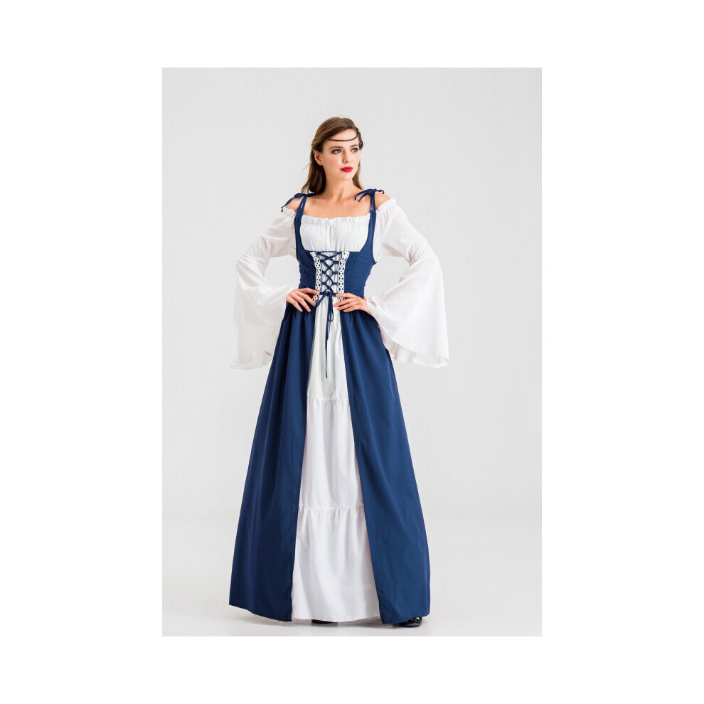 (Bleu, XXL) Costume de déesse grecque vintage intemporel pour femmes fabriqué à partir de tissu mélangé