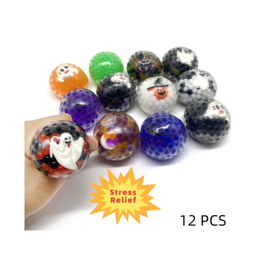 12 τμχ Bead Halloween Stress Relief Extrusion Balls Set Παιχνίδι συμπίεσης αποσυμπίεσης 2