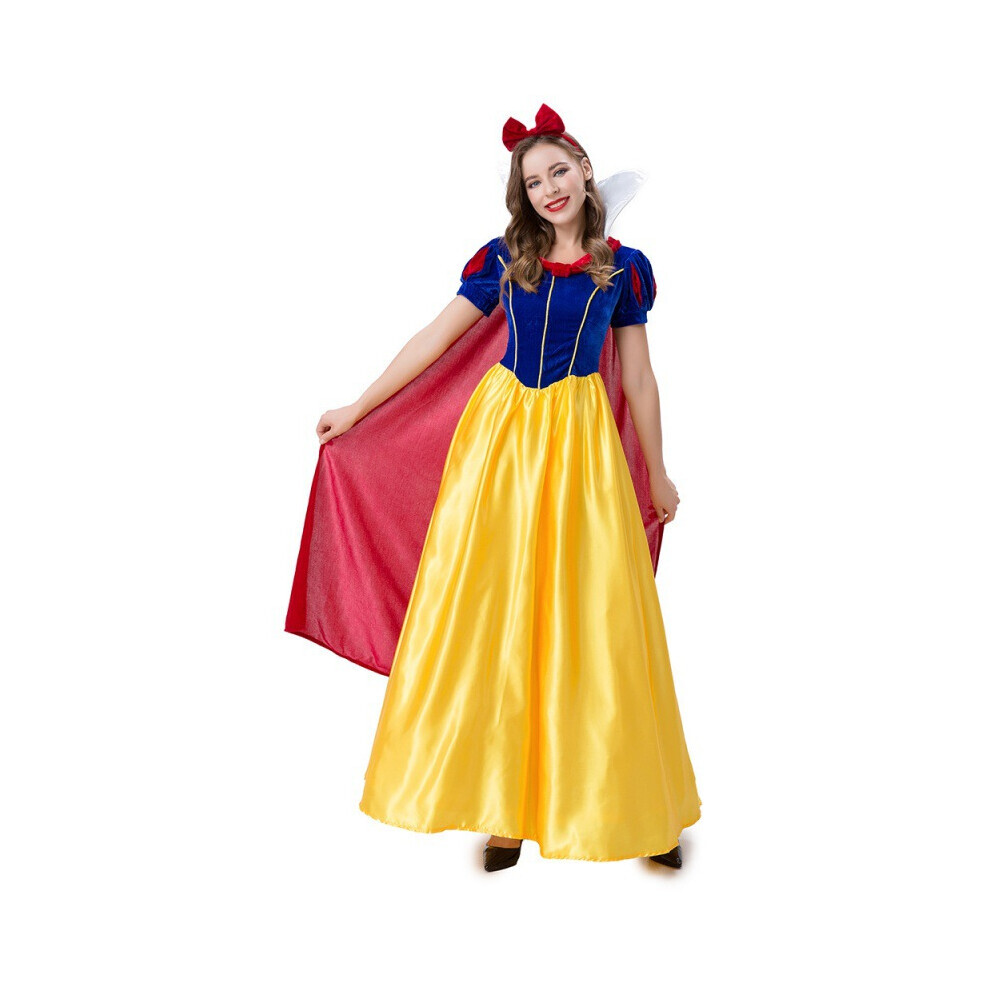 (XXL) Robe de princesse longue blanche élégante avec une magnifique cape et un casque pour les événements