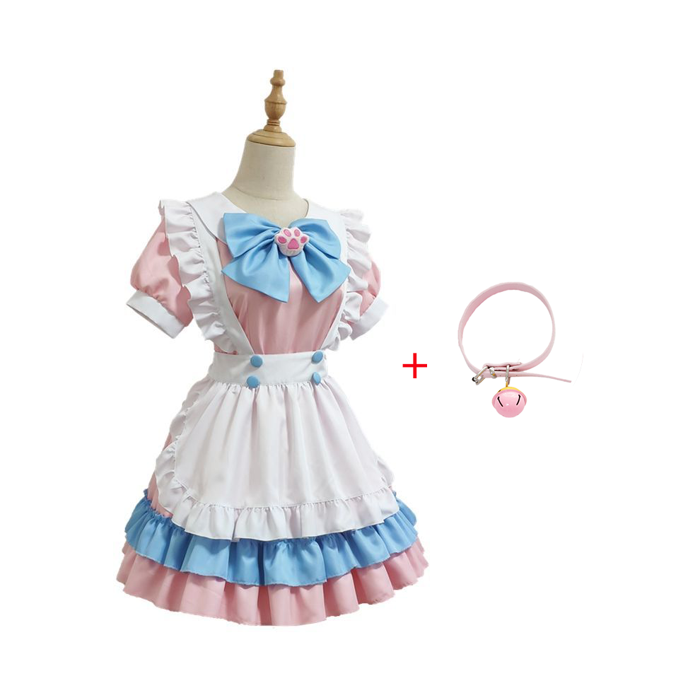 (Avec tour de cou, 2XL) robe de demoiselle d'honneur, tenue uniforme Lolita, tablier animé, bas ras