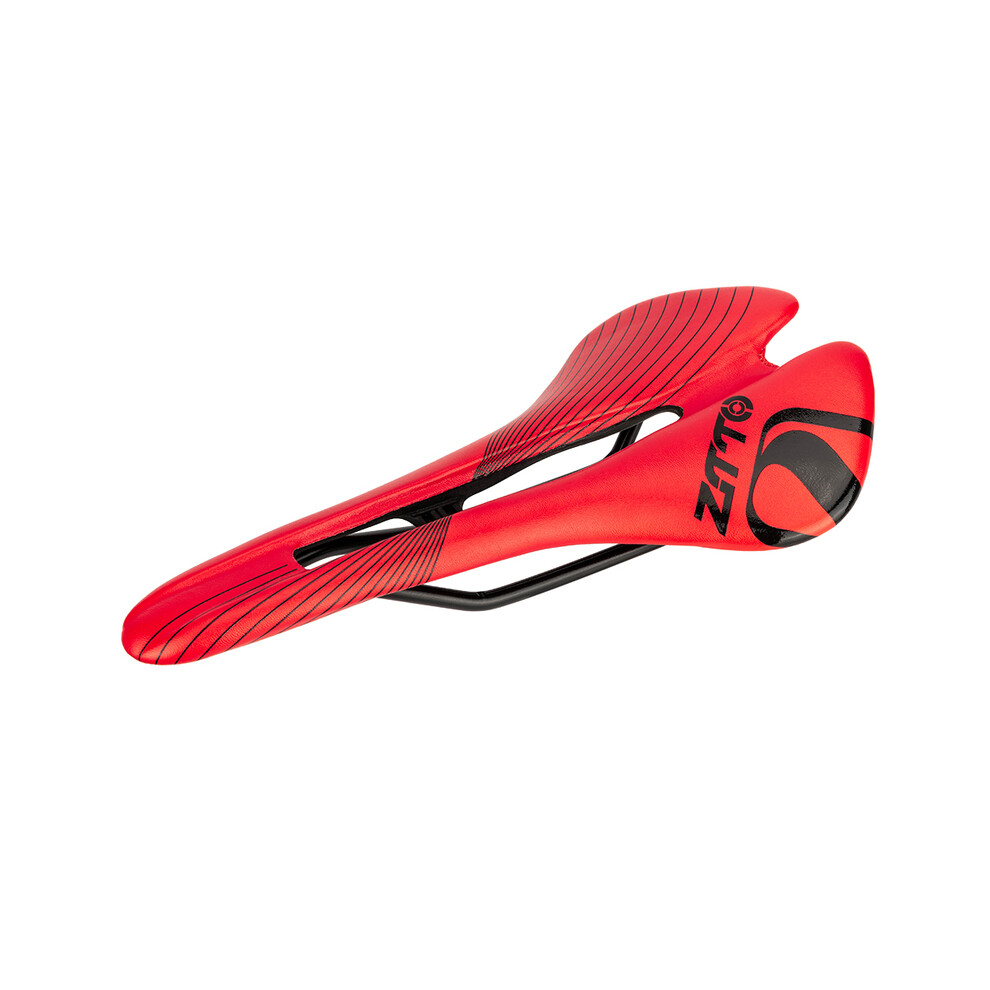 (Rouge) Selle de vélo ultralégère et coussinée, siège de vélo de course large et creux pour VTT, vélo