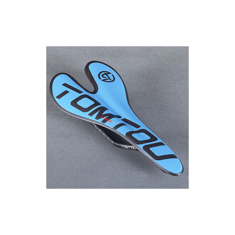 Selle de vélo de course en fibre de carbone (bleue), coussin de selle 270 x 128 mm, arceau de rail 7