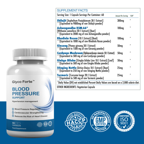 Glyco Forte Supporta la pressione sanguigna, la glicemia, 60 Capsule, 1