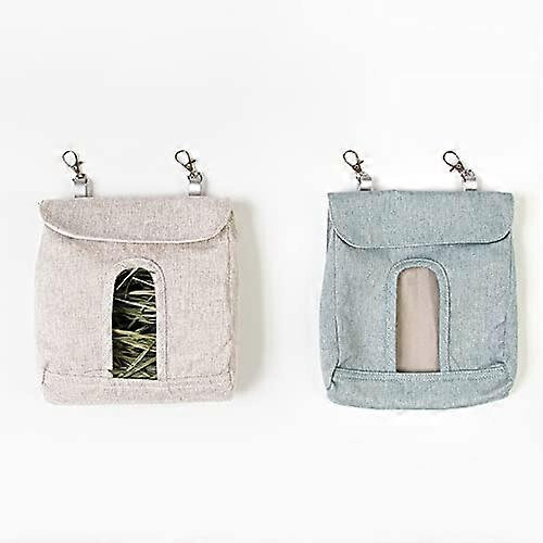 Rabbit Hay Feeder Bag - Small Animal Grey Storage Sack