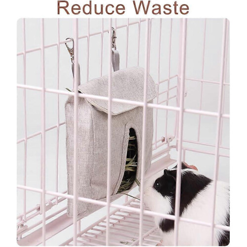 Rabbit Hay Feeder Bag - Small Animal Grey Storage Sack 1
