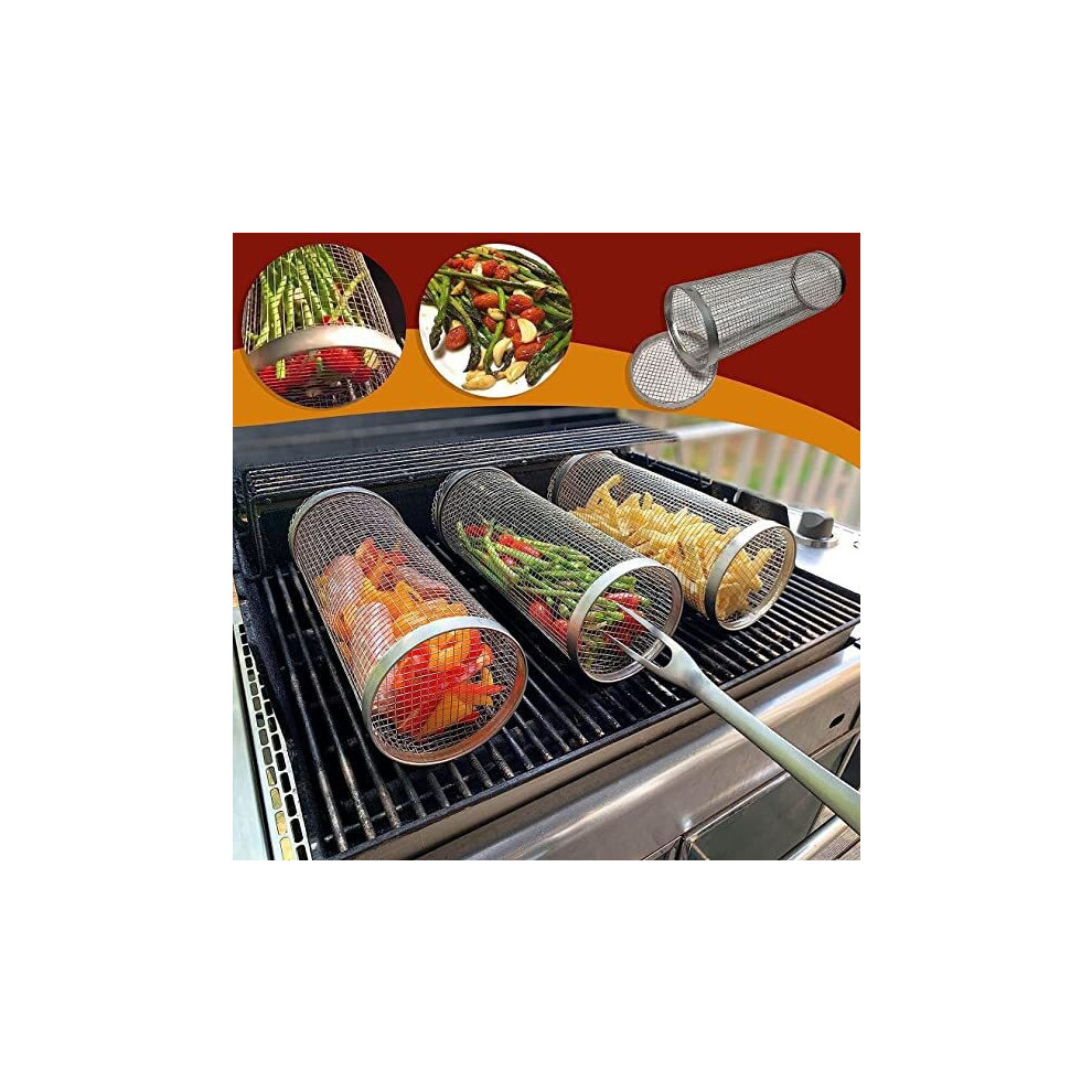 Stainless Steel BBQ Racks Outdoor BBQ Basket Grate with Hook and Fork