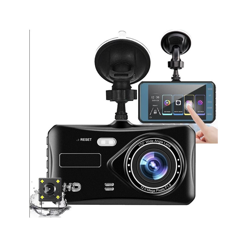 4" Car DVR 1080P HD Dual Lens Dash Cam Front and Rear Video Recorder-image-OPC-PCCW7PD-NEW