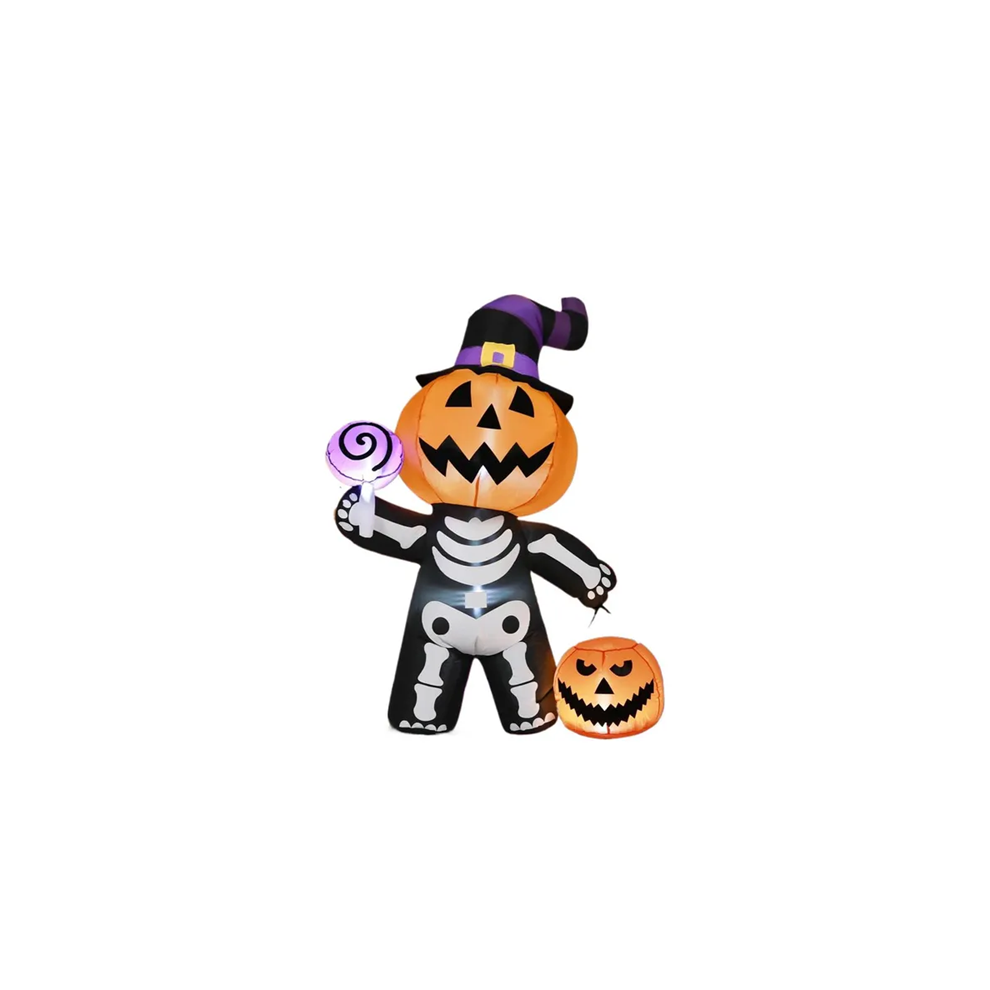 6ft Inflatable Pumpkin Skull Body Outdoor Decorations with LED Light