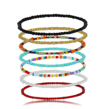 7Pcs/Set Multilayer Boho Colorful Beaded Anklet Bracelet Gifts