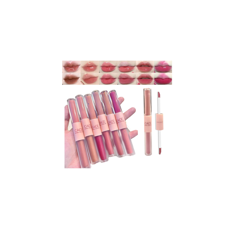 6 Colors 2 in 1 Double-end Lip Gloss Liquid Lipstick Set