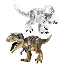 2Pcs Dinosaur Building Blocks with Movable Jaw, Neck & Joints - Realistic, Large ABS Plastic Dino Toys for Kids