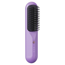 Hair Straightener Brush with Temp Negative Ion Styling Comb Purple