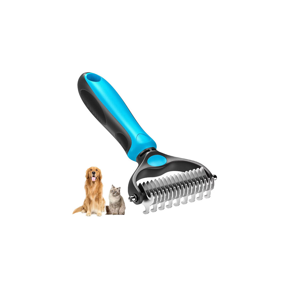 Pet Dematting Comb & Deshedding Brush - Dual-Sided 9/17 Teeth, Safe Rounded Tips, Lightweight 0.47 lb for Dogs, Cats, and More
