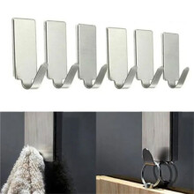 6 Pcs Stainless Steel Self Adhesive Hooks Sticky Wall Door Hook