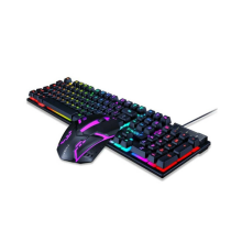 Wired Gaming Keyboard and Mouse Combo with Rainbow LED Backlight - 104 Keys, 19-Key Rollover, Ergonomic Design