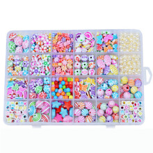DIY Bead Art Jewelry Kit for Kids Create Bracelets, Necklaces & More with 24-Compartment Box, 5-12mm Fun-Shaped Beads (Ages 3-10)