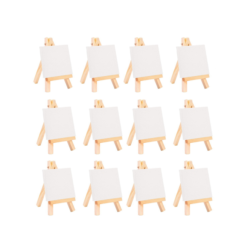 12 stuks kunstenaars mini-ezel + 3 inch x 3 canvasset schilderen doe-het-zelf tekenen kleine tafel voor school
