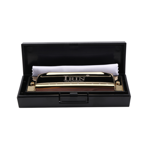 Μουσικό όργανο 10 Holes 20 Tone G Μπλουζ Harmonica Diatonic Harp with Storage Box Gold 2