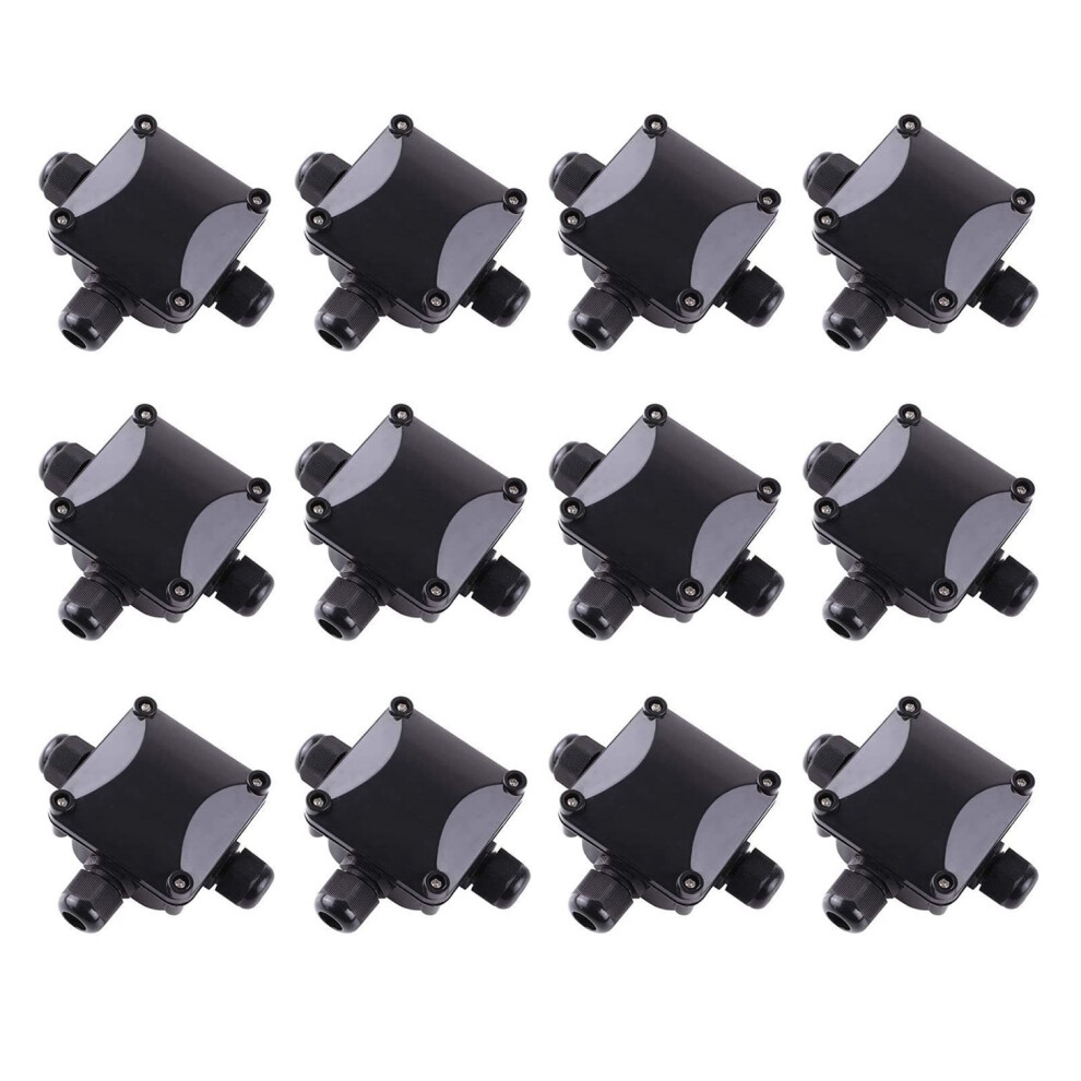 Box Waterproof Ip68 External Electrical Junction 3 Way Cable Connector Outdoor For 5.5Mm-10.2Mm (Pack Of 12) 4851820490931