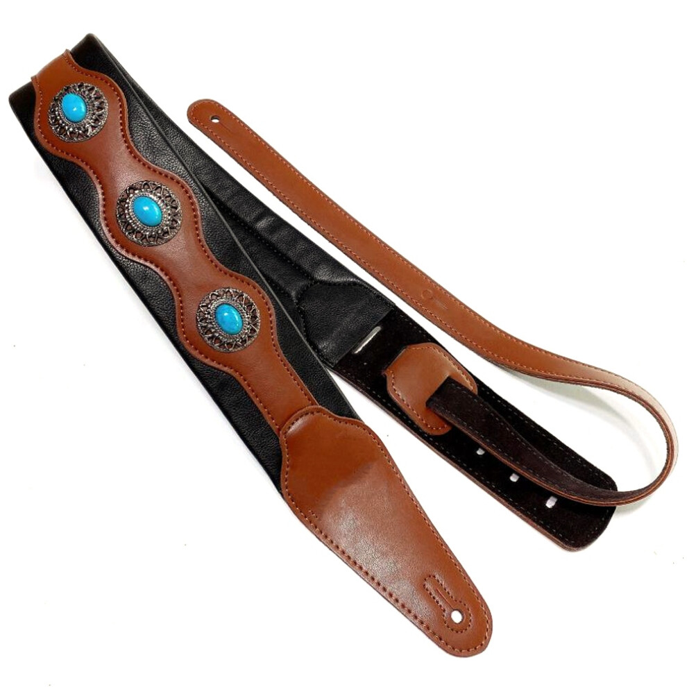 Sangle de guitare en cuir de style ethnique réglable pour basse acoustique et électrique, accessoires marron