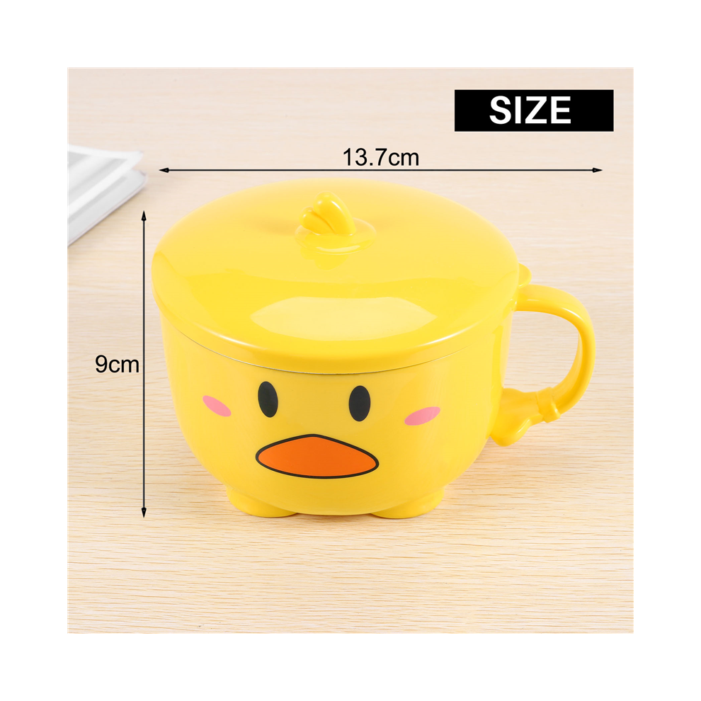 Duck Ramen Noodles Bowl with Lid Cute Stainless Steel Kitchen Fruit Instant Rice Soup Double-Layer Tableware 2-image-OPC-PGQKTTT-NEW