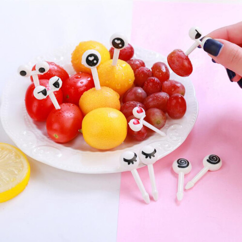 10 κομμάτια Mini Cute Cartoon Eyes Lunch Box Διακόσμηση Πιρούνι Επιδόρπιο με φρούτα 2